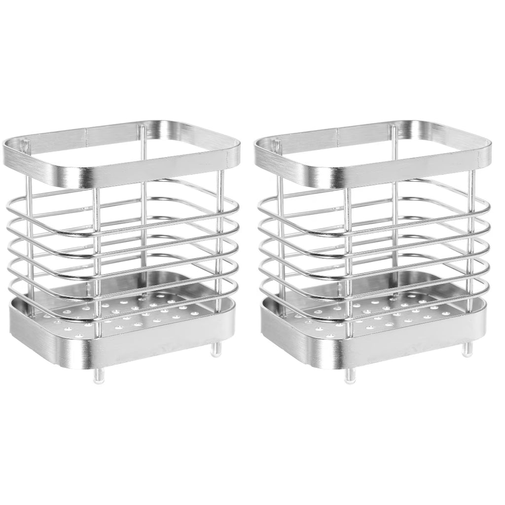unbranded 2pcs Stainless Steel Cutlery Holder Kitchen Worktop Spoon Stand Space-saving Kitchen Utensil Holder – Durable Stainless Steel Construction for Flexible Room-to-Room Use