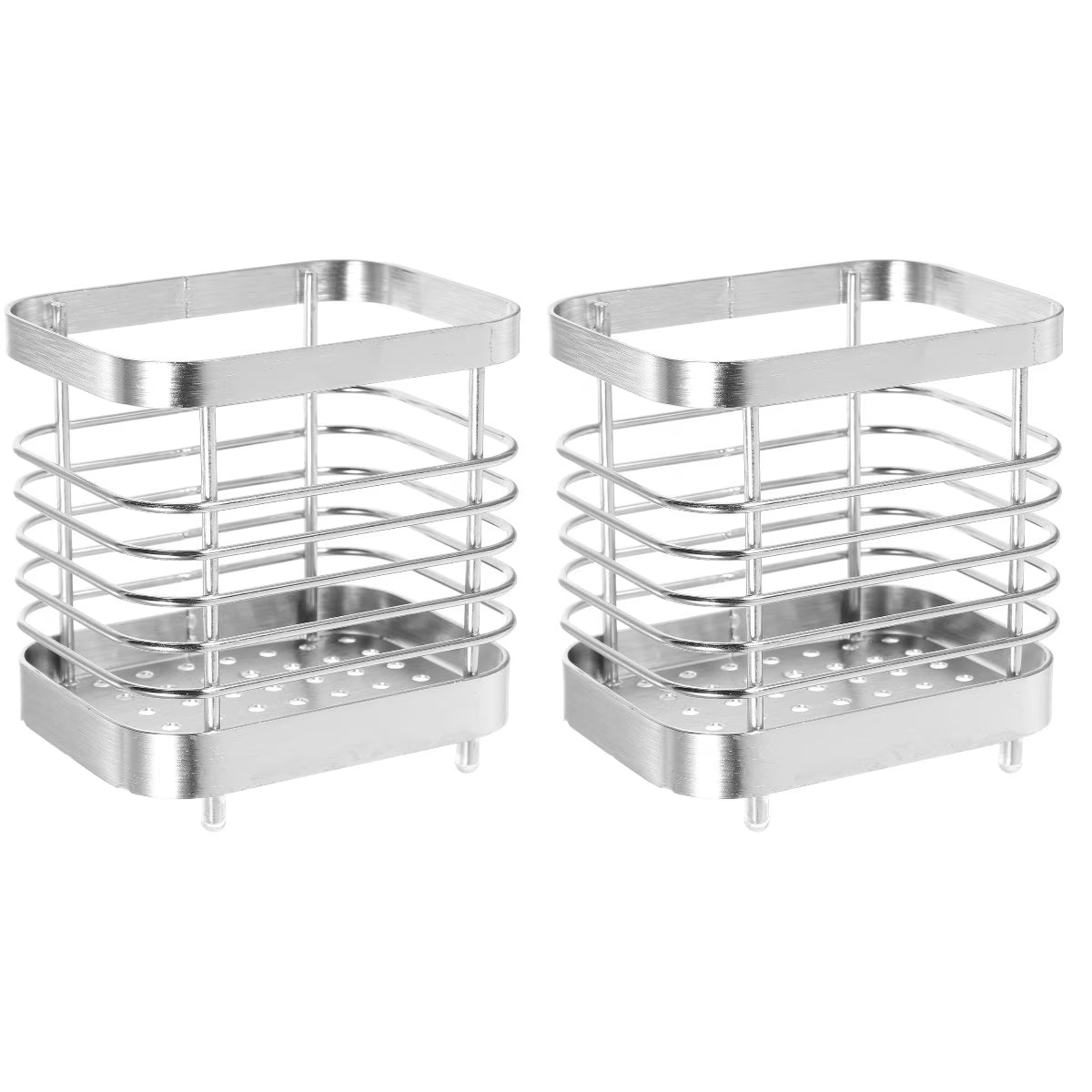 unbranded 2pcs Stainless Steel Cutlery Holder Kitchen Worktop Spoon Stand Space-saving Kitchen Utensil Holder – Durable Stainless Steel Construction for Flexible Room-to-Room Use