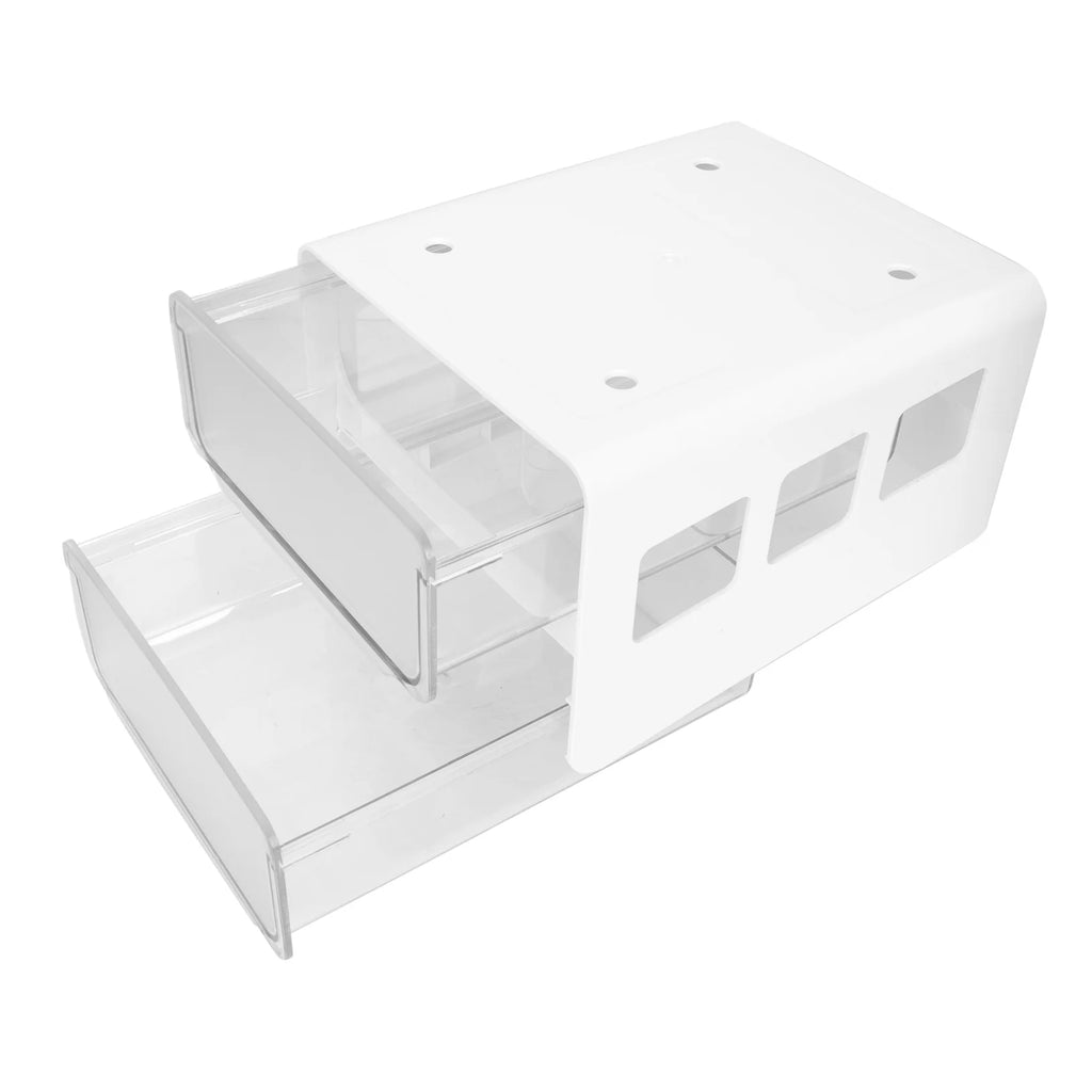 Double Storage Box Desktop Boxes Bins Table Shelf Office White – Multiroom Organization Format for Flexible Room-to-Room Use