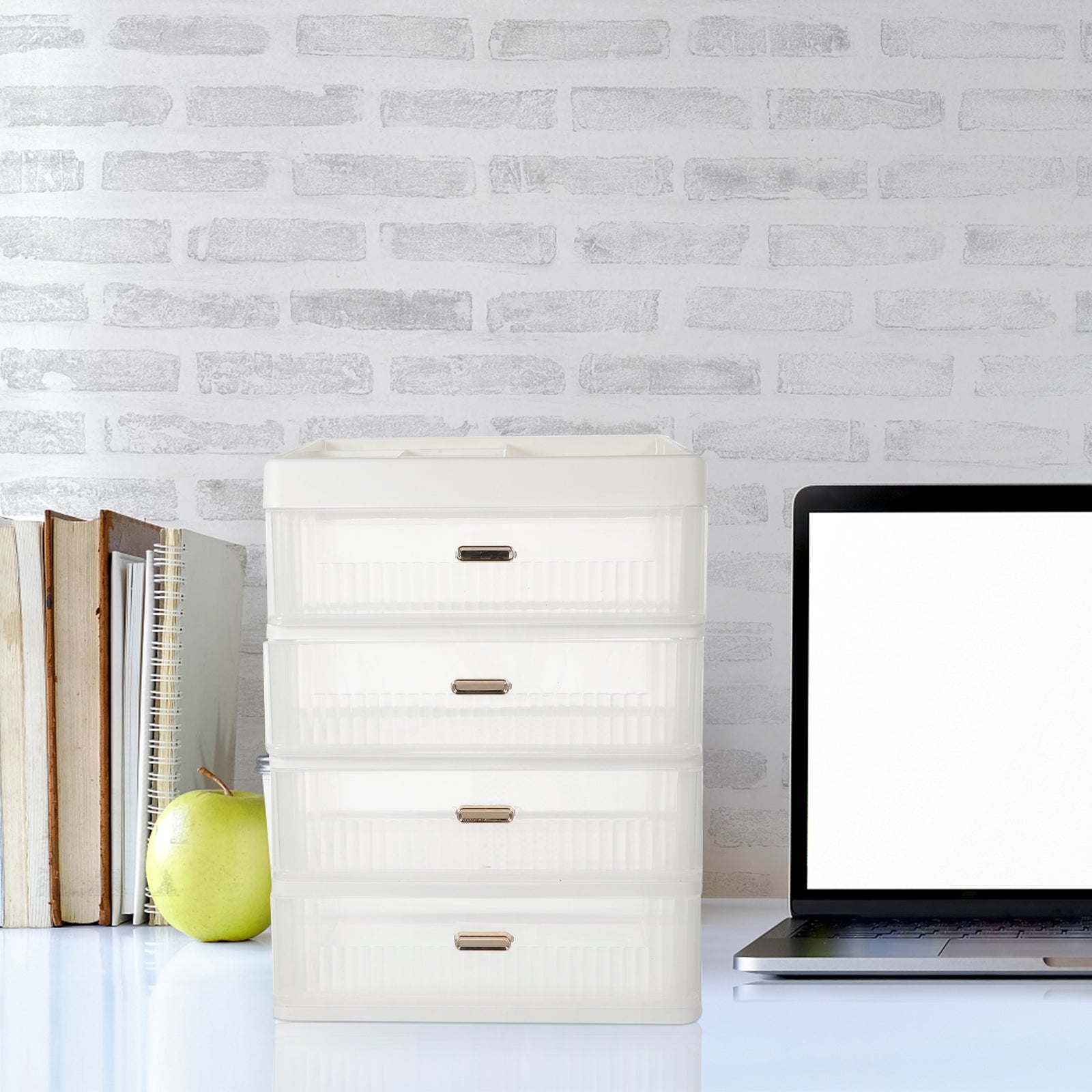 Skincare Desktop Storage Box 32.00X23.00X17.00CM White – Practical Home Organization for Flexible Room-to-Room Use