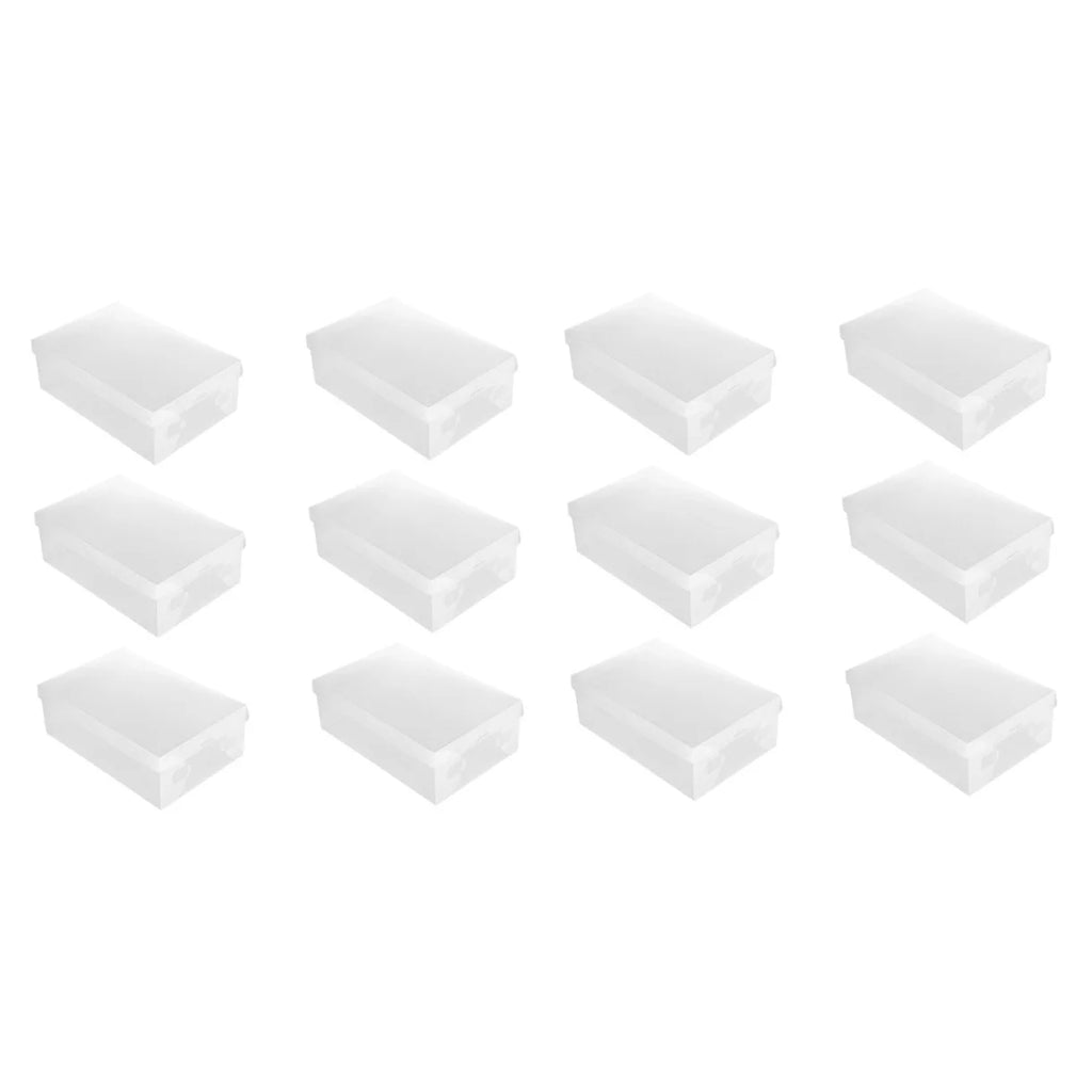 12 PCS Shoes Boxes Transparent Shoes Cases Plastic Storage Box Shoes Container for Home Shop 28x18x10cm – Clear-View Organization for Flexible Room-to-Room Use