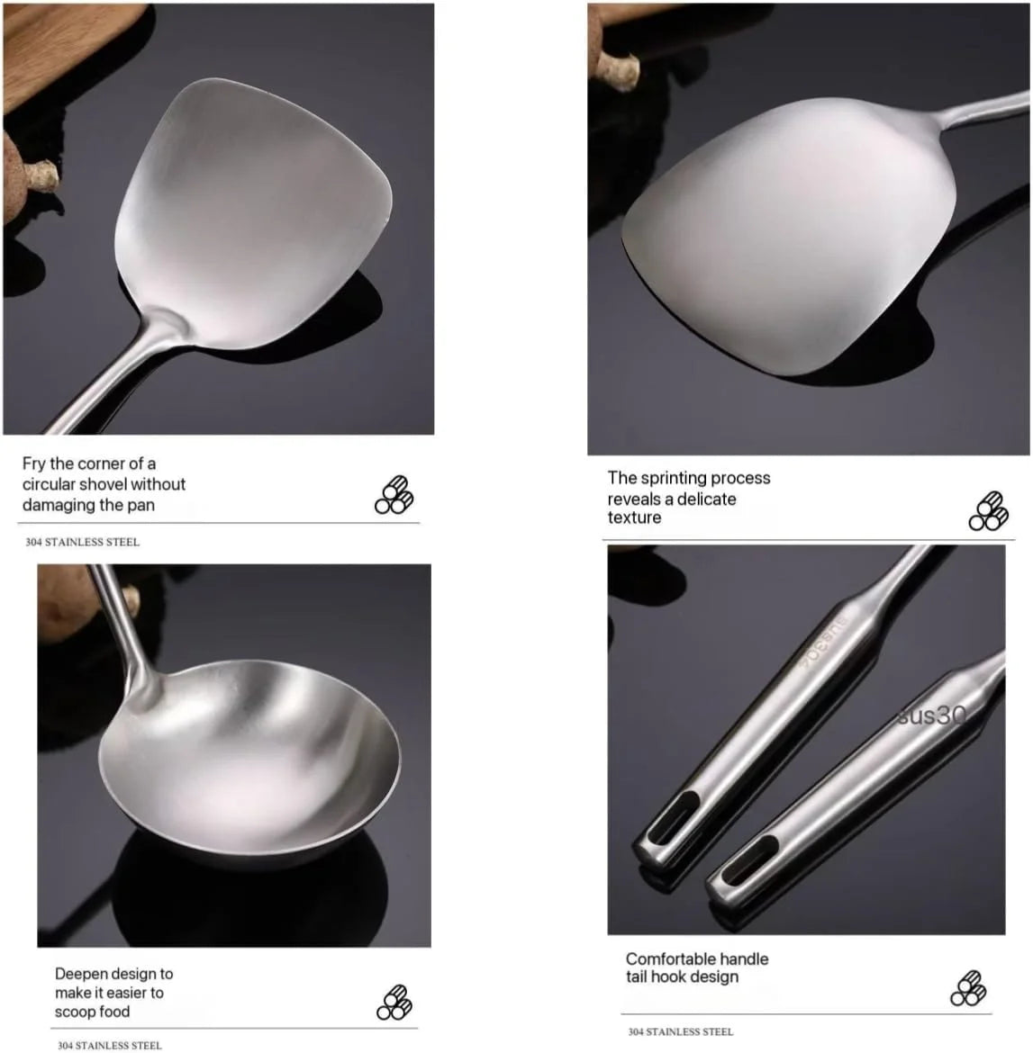 Well-crafted 7-Piece Gold Kitchen Utensil Set with Stand Stainless Steel Cooking Tools- Dishwasher Suitable Ladle Spoon Spatula Pasta Fork Luxury Brass Kitchen Accessories for Home – Durable Stainless Steel Construction for Flexible Room-to-Room Use