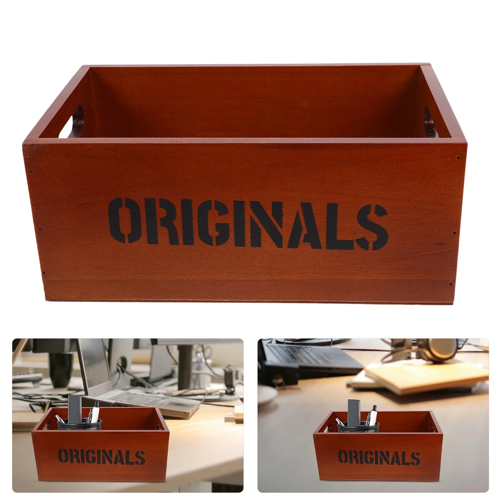 Monitor Stand Cube Storage Wooden Storage Box Office 26.00X16.00X11.00CM Brown – Natural-Look Construction for Flexible Room-to-Room Use