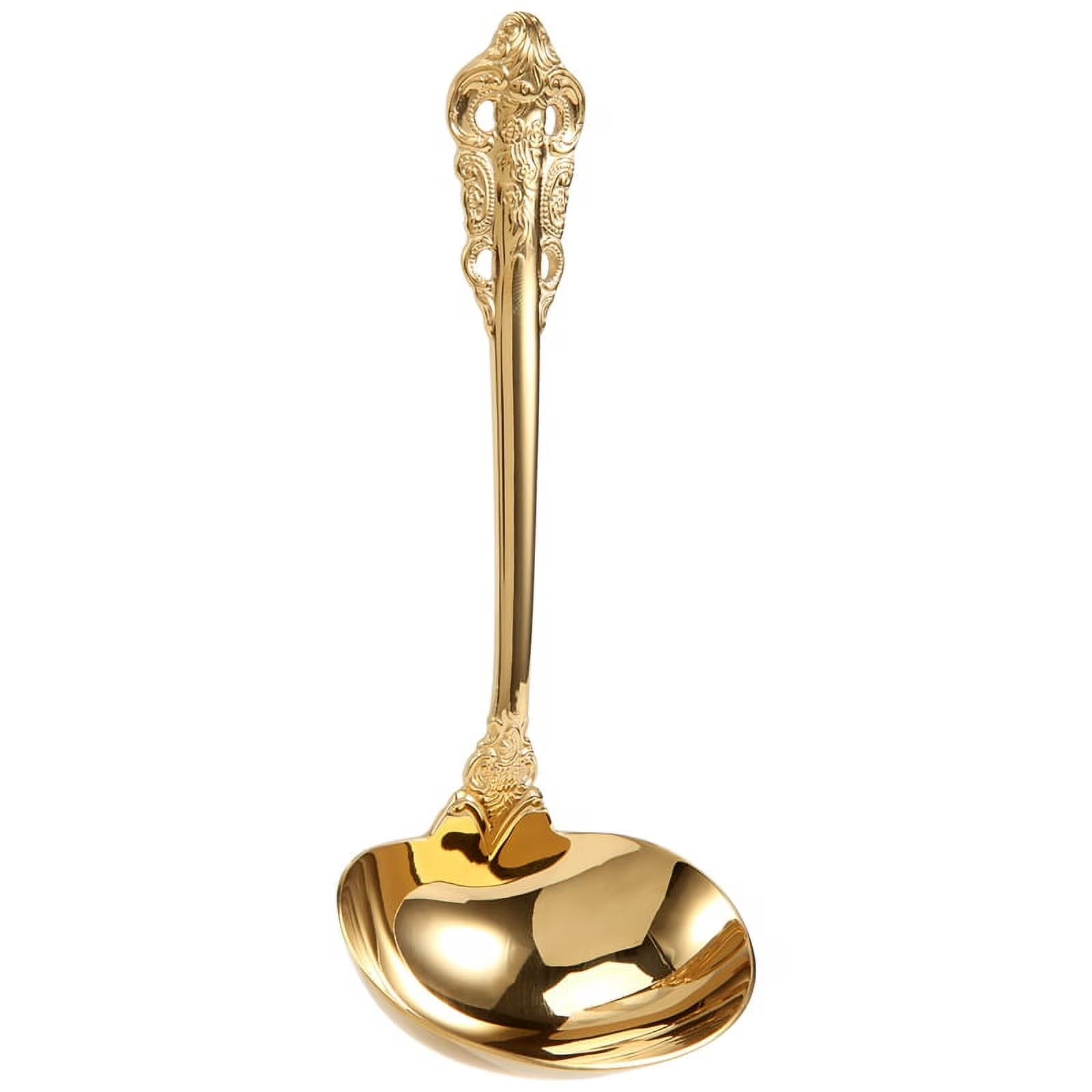 304 Stainless Steel Soup Ladle Cooking Tool Kitchen Gold Plated Spoon – Durable Stainless Steel Construction for Flexible Room-to-Room Use