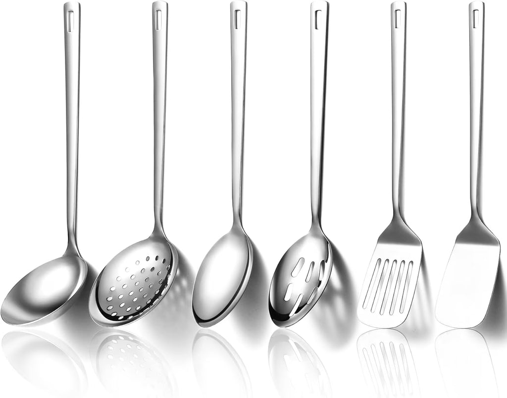 Kitchen Utensils Set 6pcs Stainless Steel Cooking Utensils Set Heavy Duty Kitchen Tools Spatulas Set Home Essentials Kitchen Gadgets Accessories – Durable Stainless Steel Construction for Flexible Room-to-Room Use