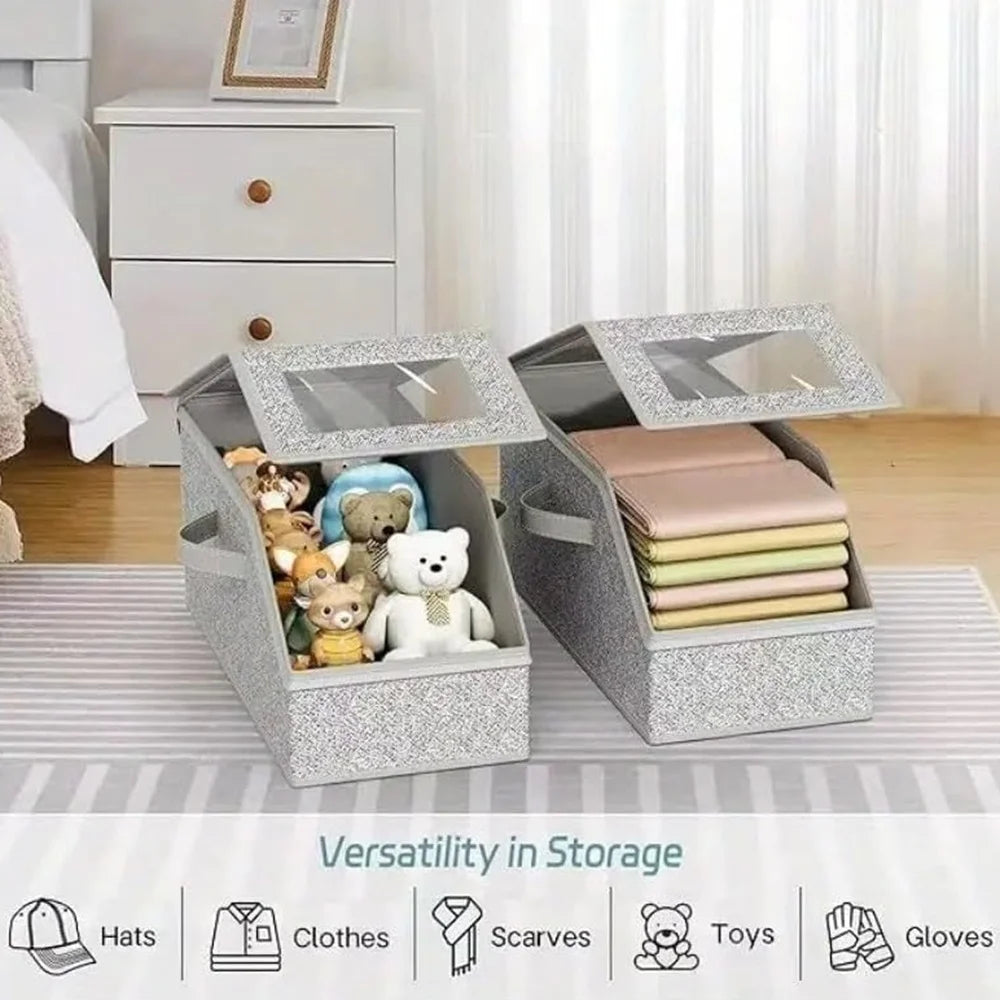 4 PCS Stackable Hat Storage for Baseball Caps Hat Storage Boxes for Closet Holds up to 12 Caps with Cardboard Hat Organizer for Women & Men (Grey) – Stackable Organization for Flexible Room-to-Room Use