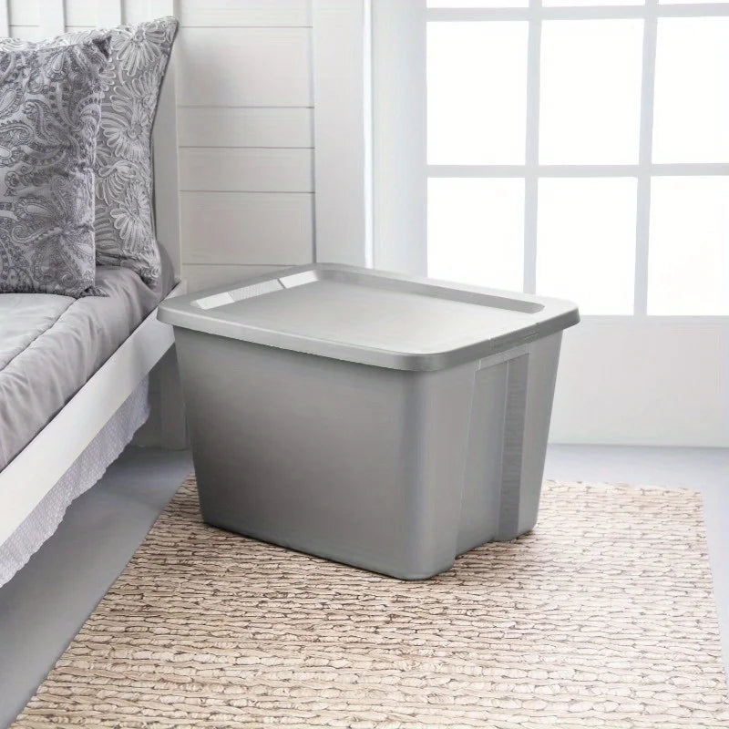 2-Pack 18 Gallon Heavy-Duty Plastic Storage Bins with Snap-On Lids - Durable Stackable Gray Organizers for Home Garage Pantry & Office - Space-Saving Rectangular Design with Reinforced Handles – Stackable Organization for Flexible Room-to-Room Use