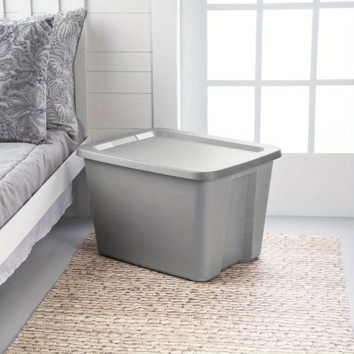 2-Pack 18 Gallon Heavy-Duty Plastic Storage Bins with Snap-On Lids - Durable Stackable Gray Organizers for Home Garage Pantry & Office - Space-Saving Rectangular Design with Reinforced Handles – Stackable Organization for Flexible Room-to-Room Use