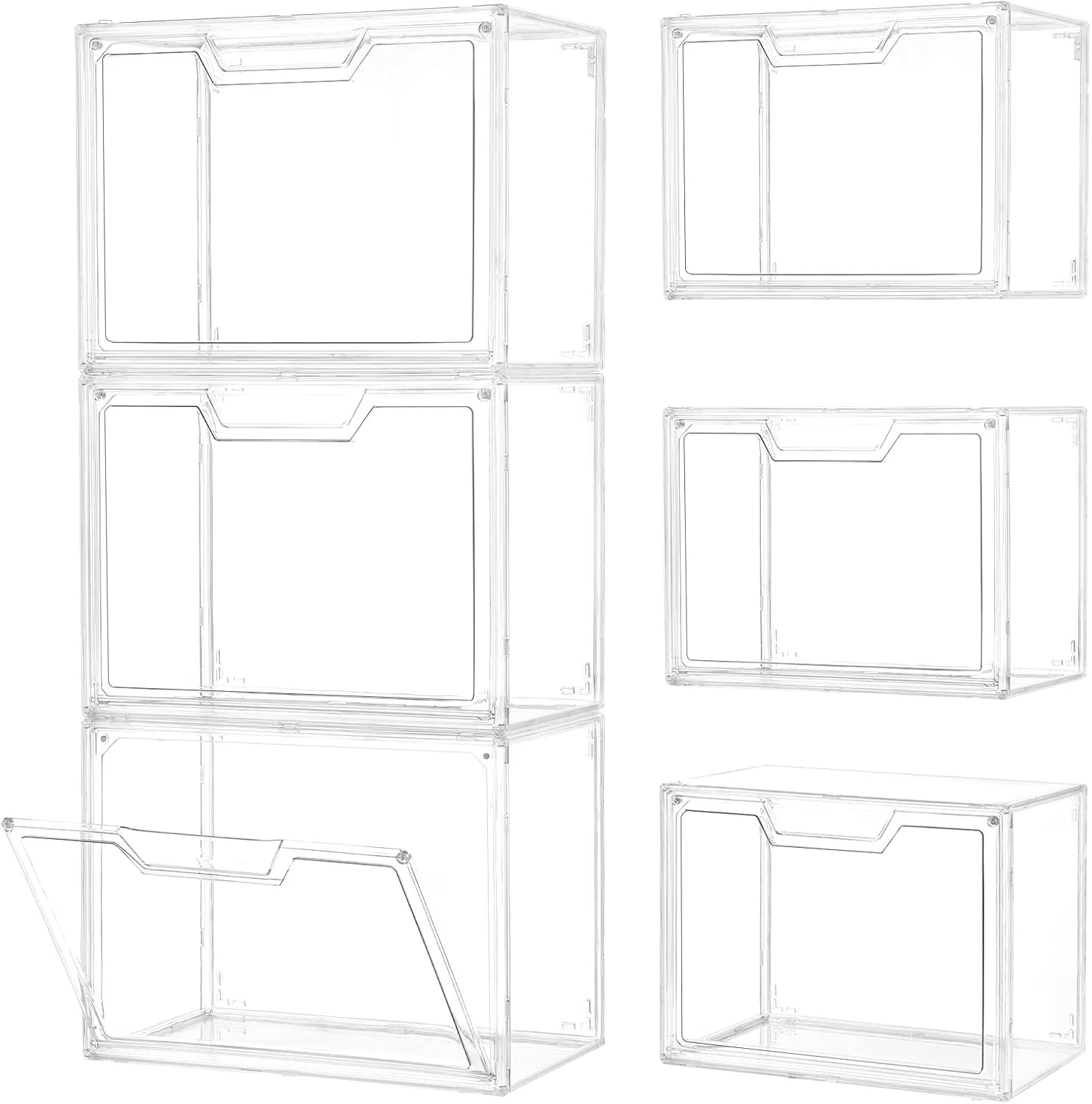 3 Pack Clear Storage Bins with Lids Storage Containers with Magnetic Door Stackable Acrylic Display Case for Handbags Cosmetic Multifunctional Storage Boxes for Dorm Living Room Bedroom Storage – Stackable Organization for Flexible Room-to-Room Use