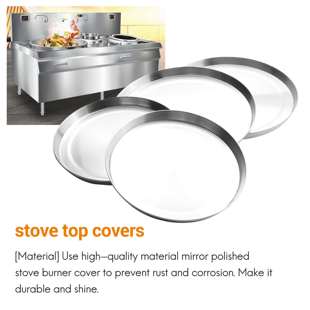 4Pcs Stainless Steel Hob Covers Stove Plate Top Cooker Protector Kit Set Utensils 17/21CM Kitchen Accessories – Durable Stainless Steel Construction for Flexible Room-to-Room Use