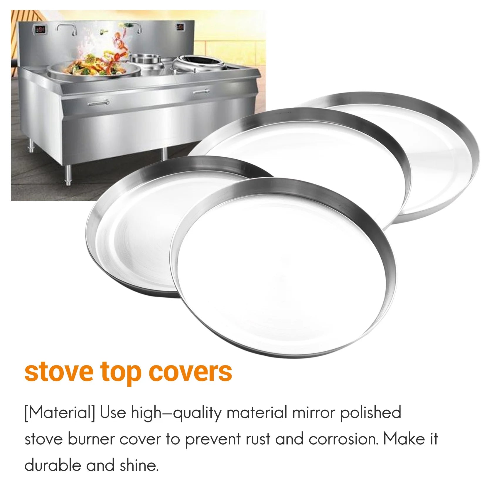4Pcs Stainless Steel Hob Covers Stove Plate Top Cooker Protector Kit Set Utensils 17/21CM Kitchen Accessories – Durable Stainless Steel Construction for Flexible Room-to-Room Use