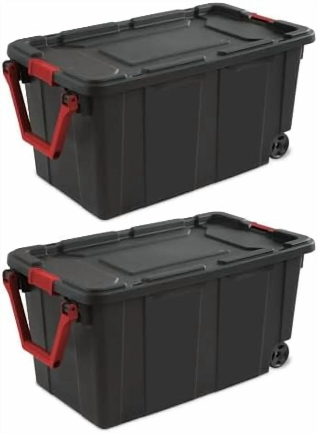 Black 40 Gallon Wheeled Plastic Storage Container with Handle 2 Pack$$Office – Convenient Carry Handles for Flexible Room-to-Room Use