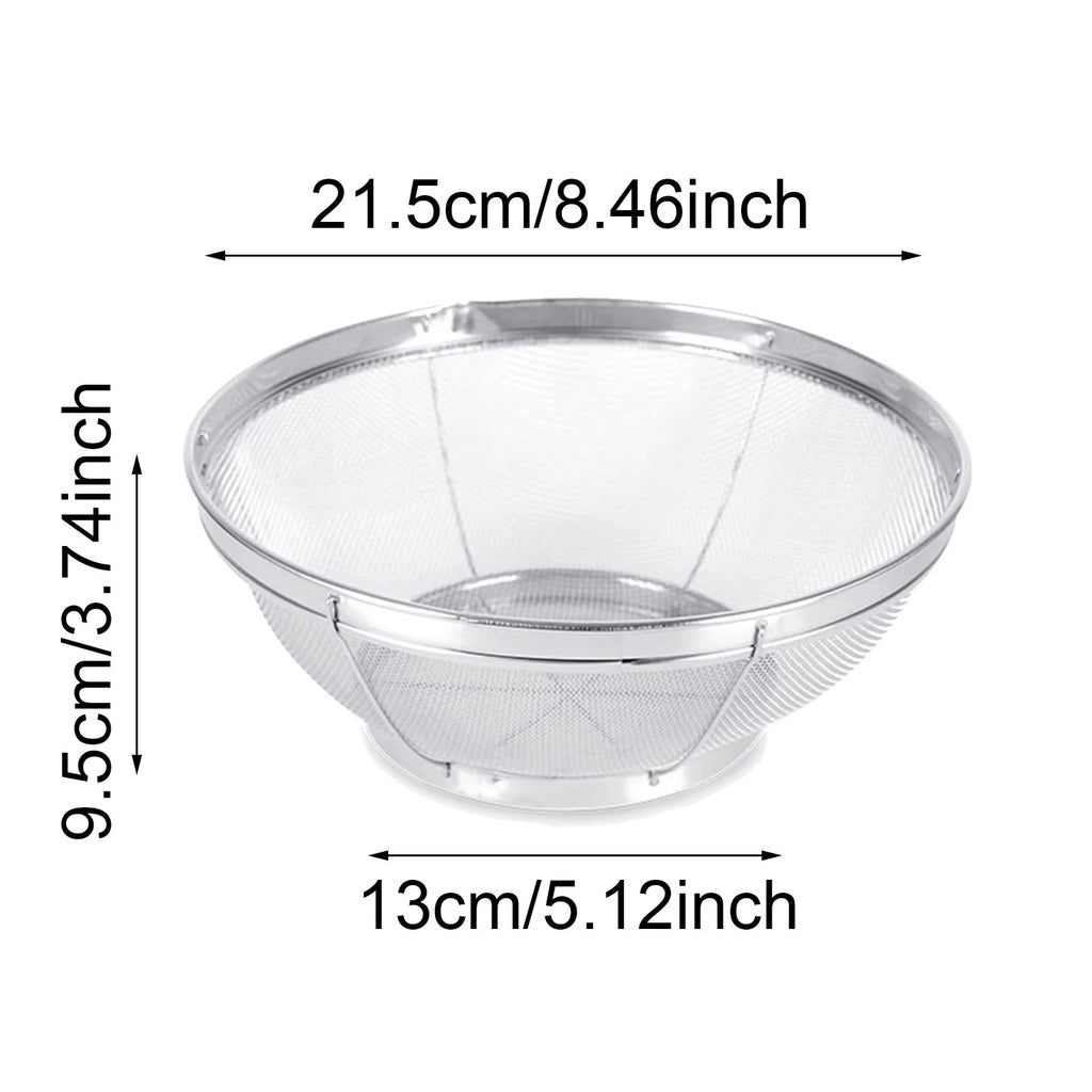Stainless Steel Rice Washing Bowl Fine Mesh Strainer Large Colander for Fruits and Vegetables – Durable Stainless Steel Construction for Flexible Room-to-Room Use