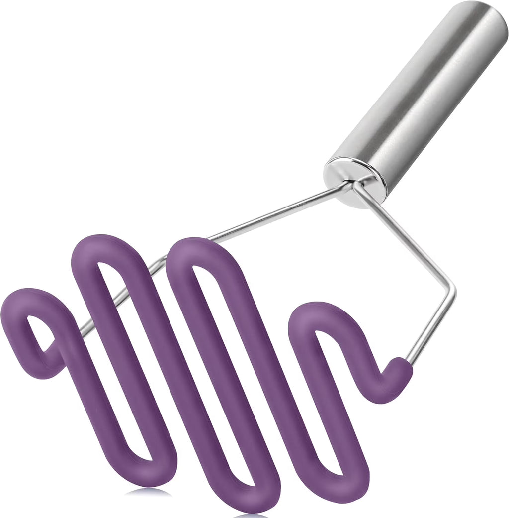 Scratch-resistant silicone potato mash maker kitchen tool stainless steel outer layer wrapped with durable silicone. – Durable Stainless Steel Construction for Flexible Room-to-Room Use