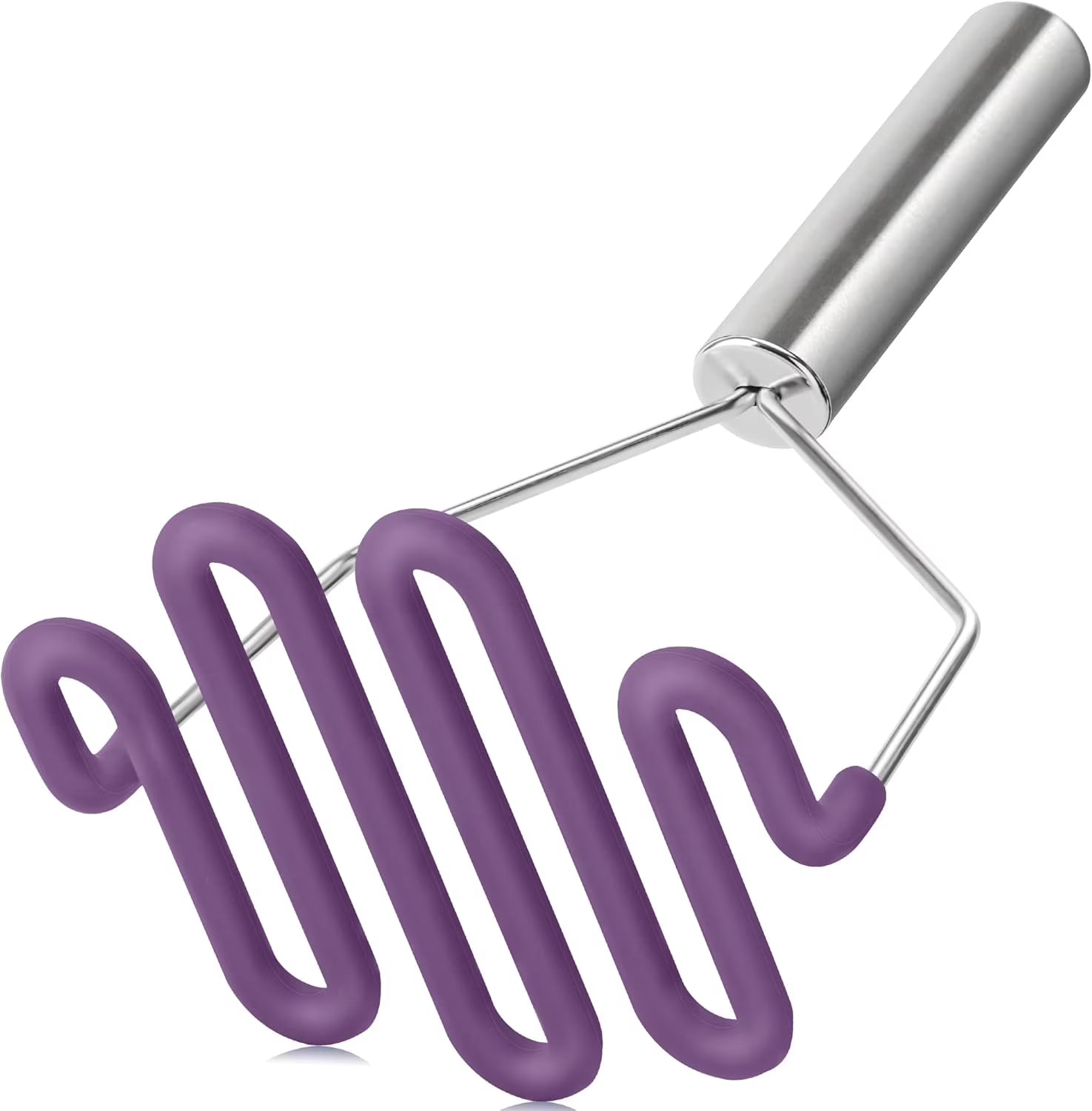 Scratch-resistant silicone potato mash maker kitchen tool stainless steel outer layer wrapped with durable silicone. – Durable Stainless Steel Construction for Flexible Room-to-Room Use