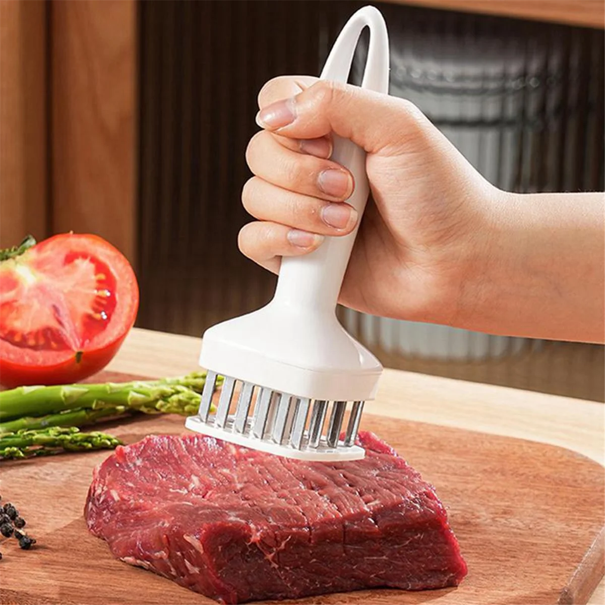 Meat Tenderizer Needle Stainless Steel Prongs Food Grade 5.5x5.5x17cm White – Durable Stainless Steel Construction for Flexible Room-to-Room Use