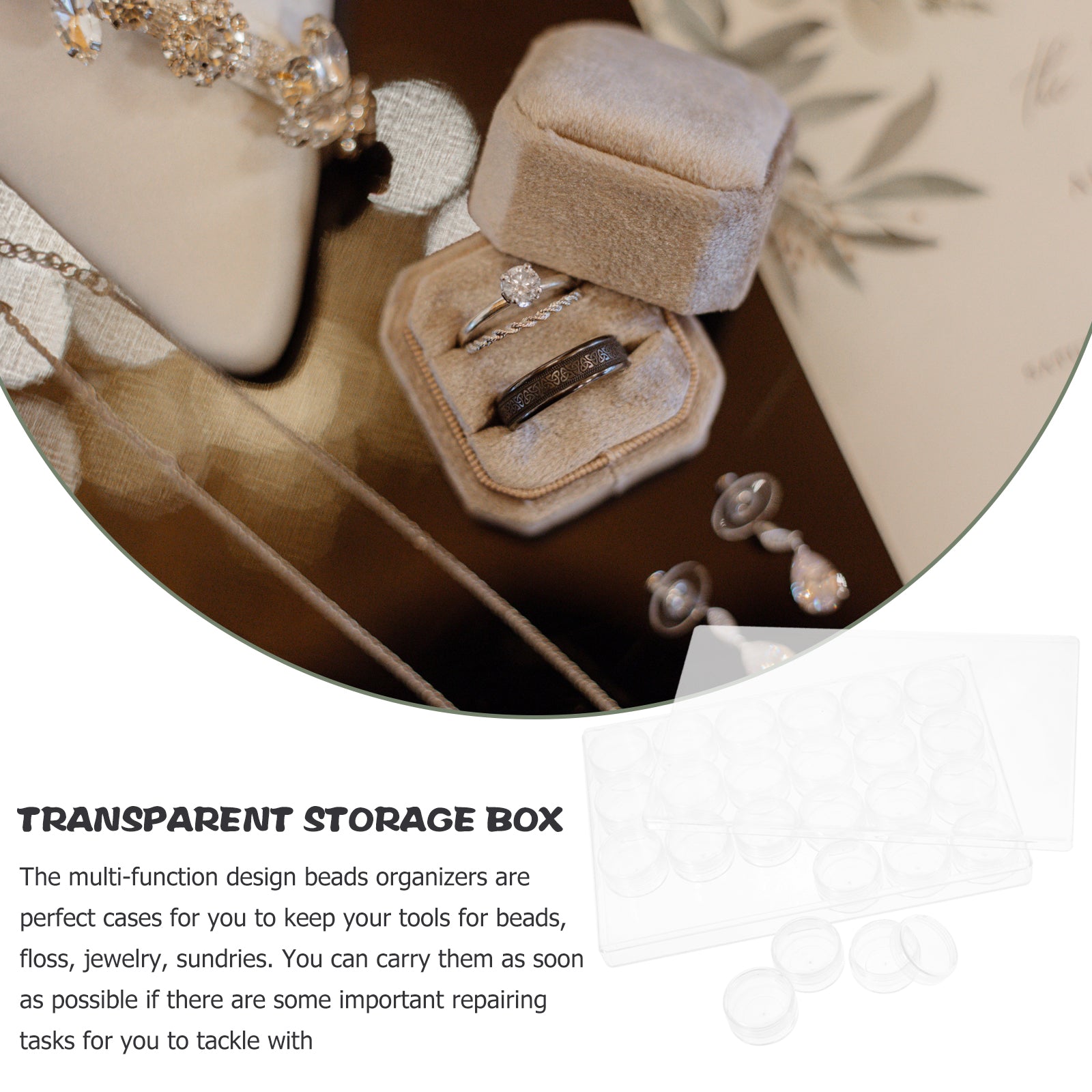Closet Bead Organizers Storage Boxes 24X16cm Transparent – Clear-View Organization for Flexible Room-to-Room Use