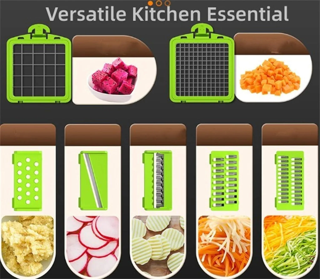 14Pcs Multi-Functional Vegetable Cutter & Slicer Trendgolden Food Chopper Stainless Steel Blades Kitchen Gadgets & Accessories (Pink) – Durable Stainless Steel Construction for Flexible Room-to-Room Use