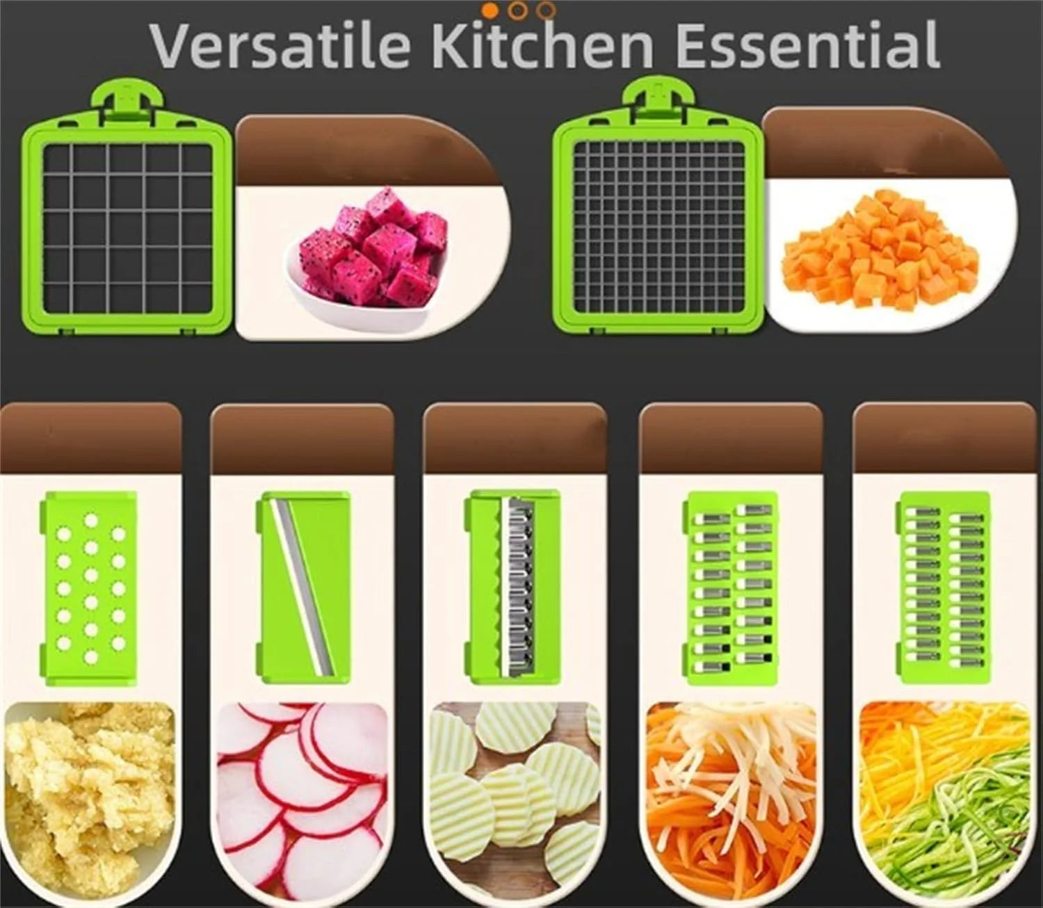 14Pcs Multi-Functional Vegetable Cutter & Slicer Trendgolden Food Chopper Stainless Steel Blades Kitchen Gadgets & Accessories (Pink) – Durable Stainless Steel Construction for Flexible Room-to-Room Use