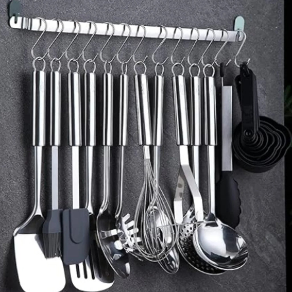 Kitchen Utensils Set 38 Pieces Stainless Steel Cooking Utensils Set Kitchen Gadgets Cookware Kitchen Tool Set with Utensil Holder Rack And Hooks For Hanging Dishwasher Suitable – Space-Saving Hanging Design for Flexible Room-to-Room Use