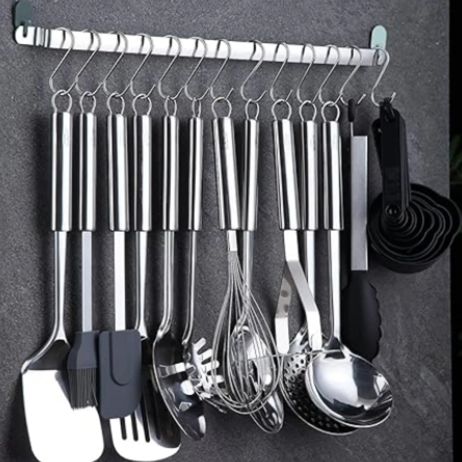 Kitchen Utensils Set 38 Pieces Stainless Steel Cooking Utensils Set Kitchen Gadgets Cookware Kitchen Tool Set with Utensil Holder Rack And Hooks For Hanging Dishwasher Suitable – Space-Saving Hanging Design for Flexible Room-to-Room Use
