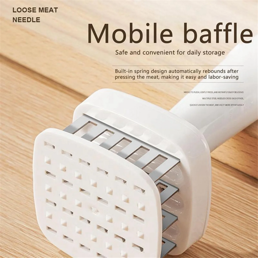 Meat Tenderizer Needle Stainless Steel Prongs Food Grade 5.5x5.5x17cm White – Durable Stainless Steel Construction for Flexible Room-to-Room Use