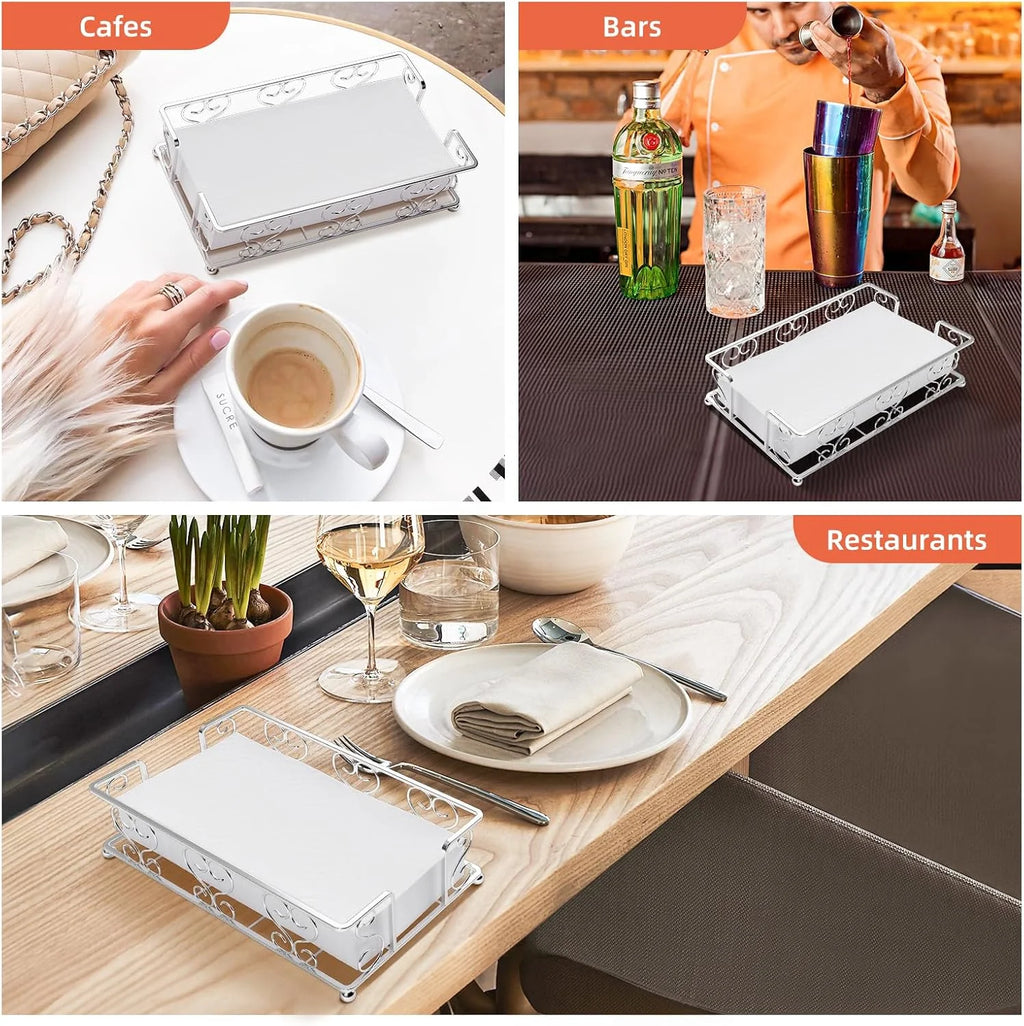Napkin Holder & Guest Towel Tray - Stainless Steel Disposable Paper Towel Dispenser for Bathroom Table Kitchen Countertop Dinner Table Vanity – Durable Stainless Steel Construction for Flexible Room-to-Room Use