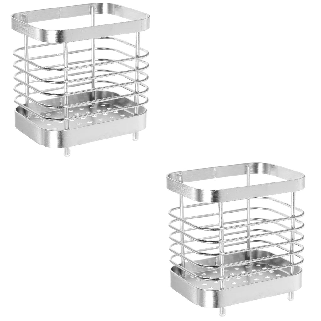 unbranded 2pcs Stainless Steel Cutlery Holder Kitchen Worktop Spoon Stand Space-saving Kitchen Utensil Holder – Durable Stainless Steel Construction for Flexible Room-to-Room Use