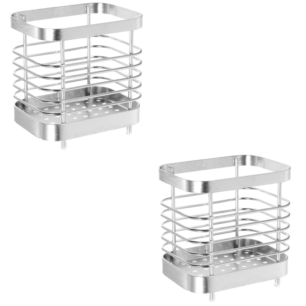 unbranded 2pcs Stainless Steel Cutlery Holder Kitchen Worktop Spoon Stand Space-saving Kitchen Utensil Holder – Durable Stainless Steel Construction for Flexible Room-to-Room Use