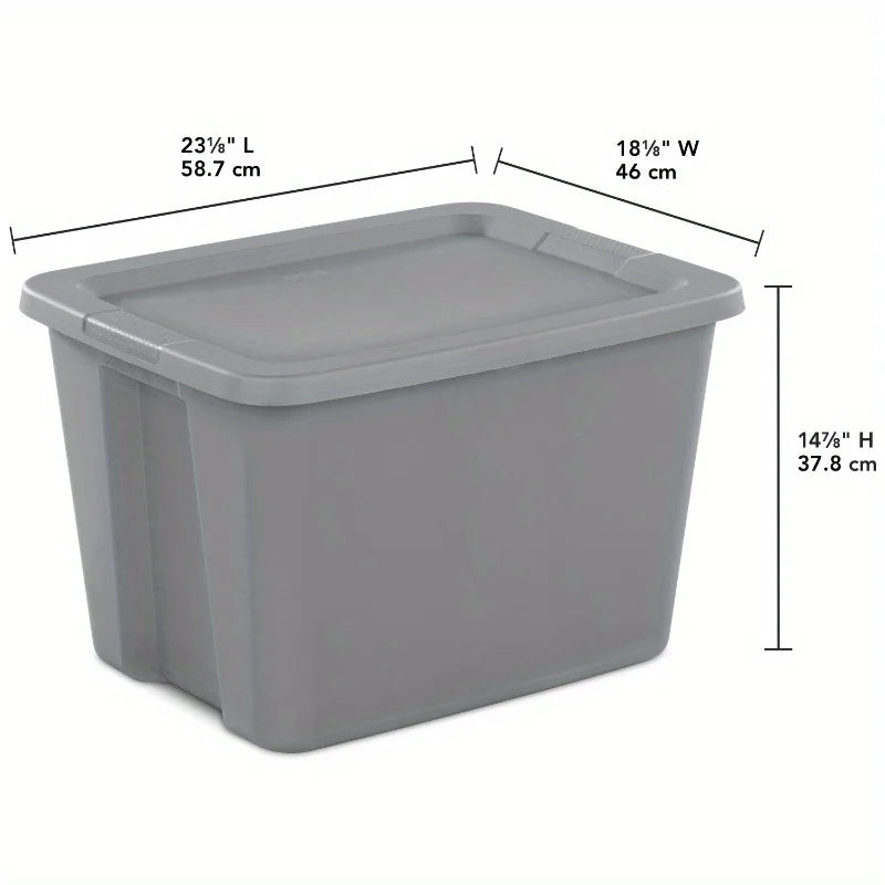 2-Pack 18 Gallon Heavy-Duty Plastic Storage Bins with Snap-On Lids - Durable Stackable Gray Organizers for Home Garage Pantry & Office - Space-Saving Rectangular Design with Reinforced Handles – Stackable Organization for Flexible Room-to-Room Use