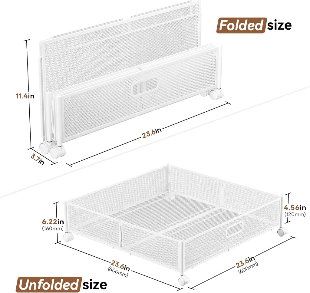 Under Bed Storage Containers with Wheels - Shoe Storage Organizer Drawer Tool-free Assembly Metal Underbed Storage Containers for Bedroom Clothes Shoes Blankets - 2Pack – Everyday Household Format for Flexible Room-to-Room Use