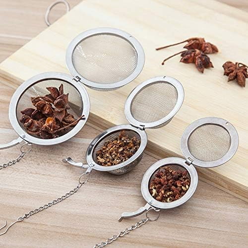 3pcs Stainless steel fine mesh seasoning ball kitchen soup spice stew filter kitchen tool metal tea bag tea ball (3pcs Round Shape),Silver,5cm/6cm/7cm – Durable Stainless Steel Construction for Flexible Room-to-Room Use