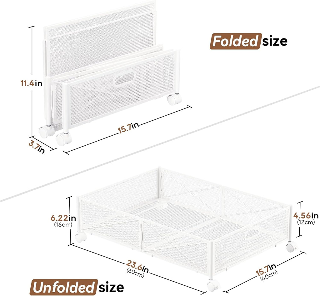 Under Bed Storage Containers with Wheels Under Bed Shoe Storage Organizer Drawer Tool-free Assembly Metal Storage Containers for Bedroom Clothes Shoes Blankets -2PCK – Multiroom Organization Format for Flexible Room-to-Room Use