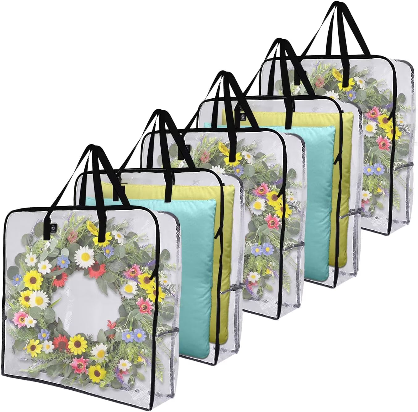4 Pack Wreath Storage Bag Summer Christmas Decoration Garland Container 30 Inch Clear Door Wreath Organizers Moving Boxes Packing Supplies for College – Clear-View Organization for Flexible Room-to-Room Use