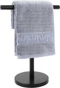 T-Shape Bath Hand Towel Holder Stand Stainless Steel Free Standing Hand Towel Rack with Heavy Base for Bathroom Kitchen & Countertop Matte Black – Durable Stainless Steel Construction for Flexible Room-to-Room Use