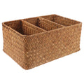 Straw Desktop Storage Box Pantry Basket Bins Hamper for Shelves with Lid Chocolate – Secure Lid Design for Flexible Room-to-Room Use