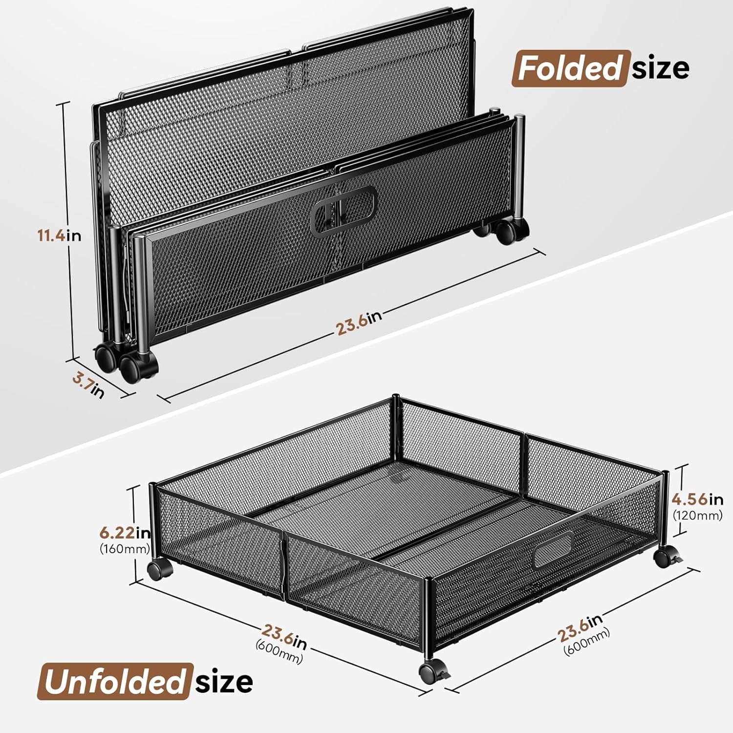 Under Bed Storage Containers with Wheels - Shoe Storage Organizer Drawer Tool-free Assembly Metal Underbed Storage for Bedroom Clothes Shoes Blankets - 2Pack – Multiroom Organization Format for Flexible Room-to-Room Use