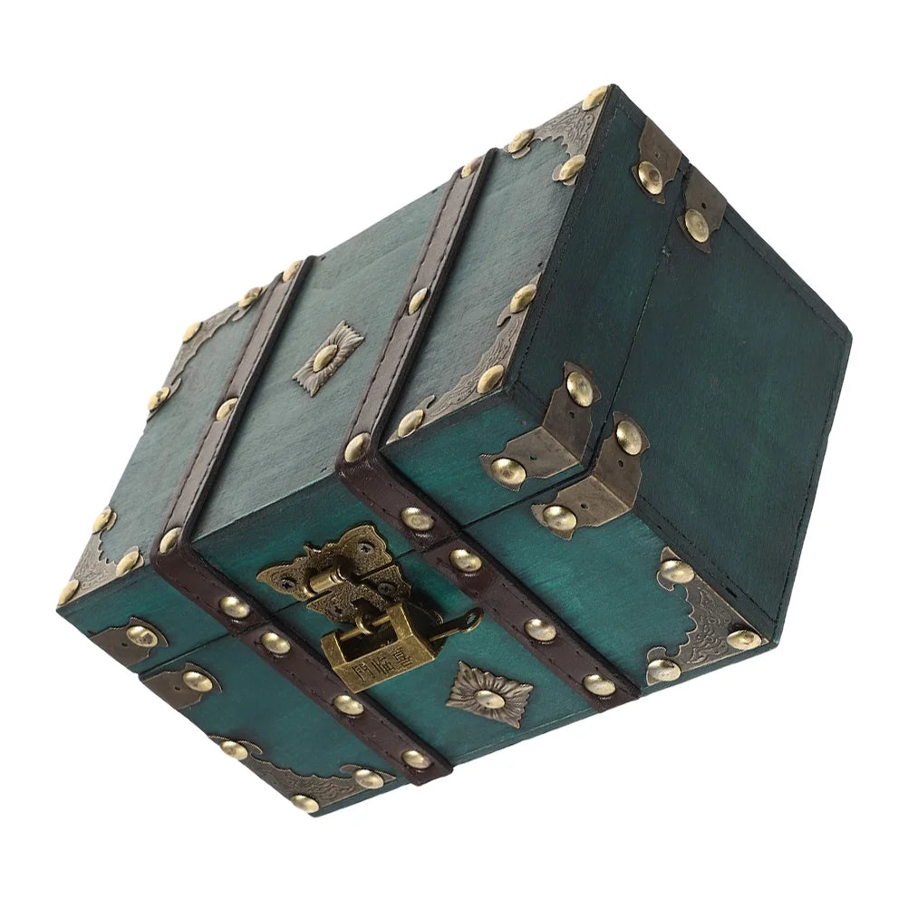 Wooden Storage Box Keepsake Stash Photo Treasure Chest Crate Dark Green – Natural-Look Construction for Flexible Room-to-Room Use