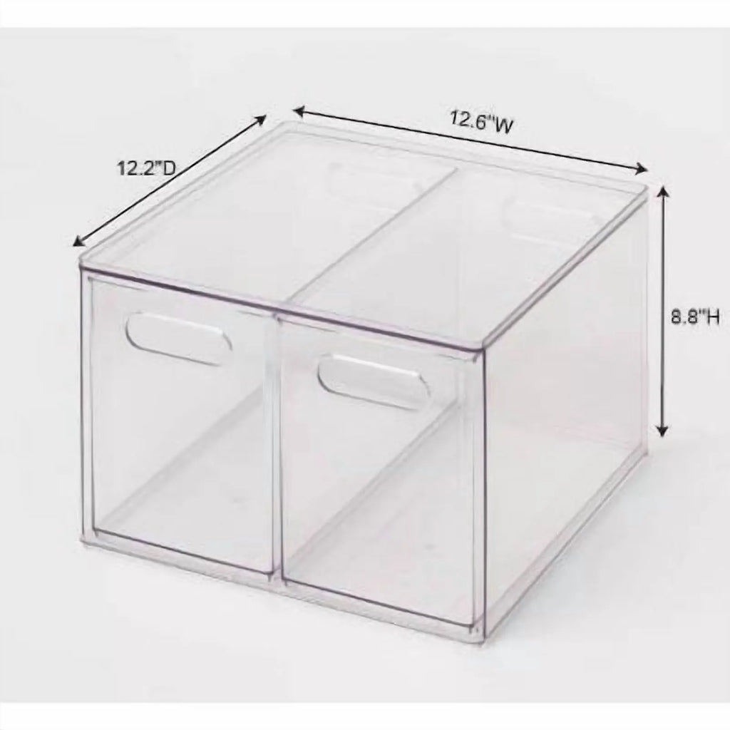 All Purpose 2 Drawer Storage ClearAcrylic Utility Bins,1352 Volume,H 12.6D 12.2 – Practical Home Organization for Flexible Room-to-Room Use