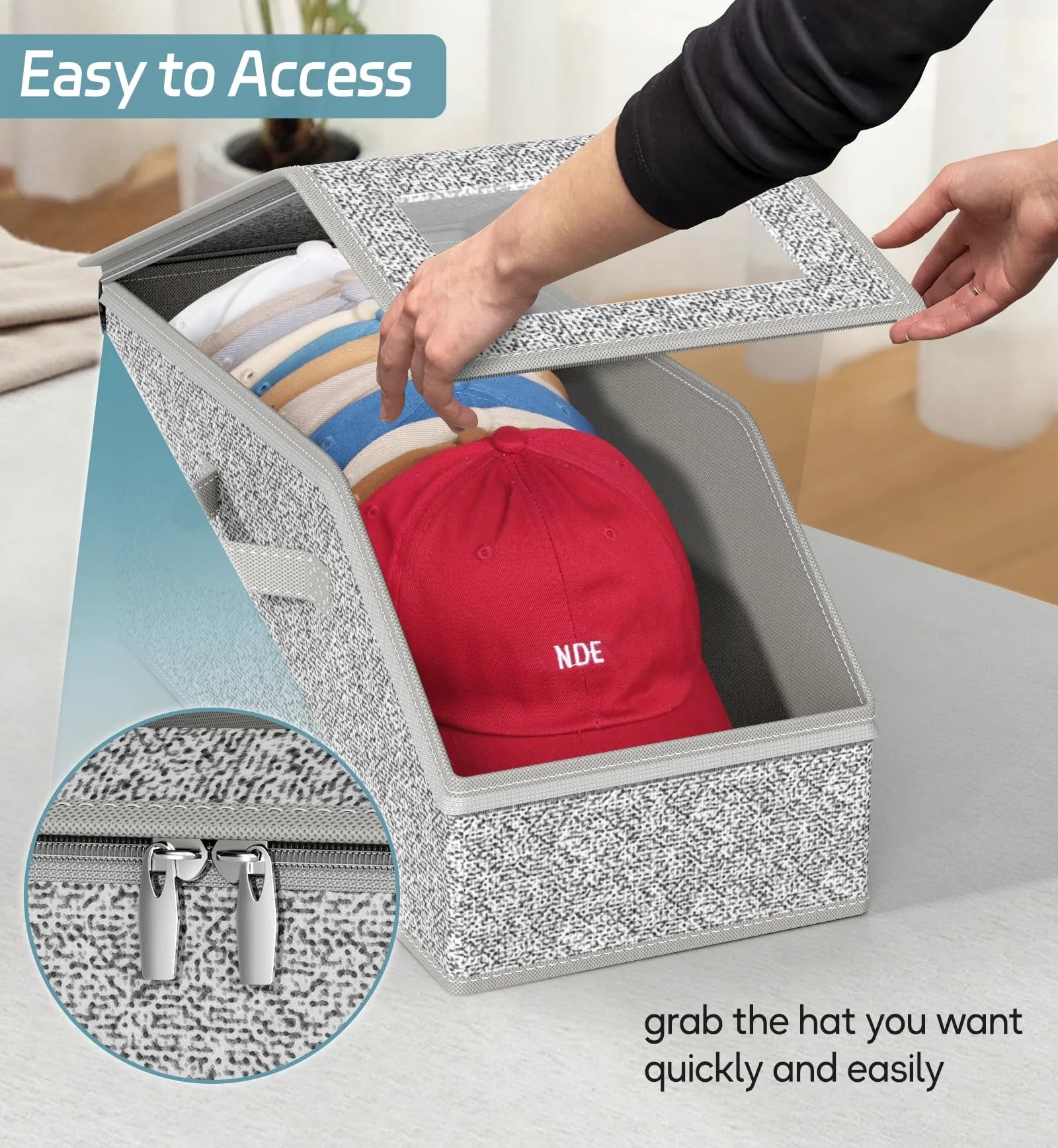 2 Pcs Stackable Hat Storage for Baseball Caps Holds up to 24 Caps Hat Organizer for Closet Sturdy Snapback Boxes for Men with Cardboard Grey – Stackable Organization for Flexible Room-to-Room Use