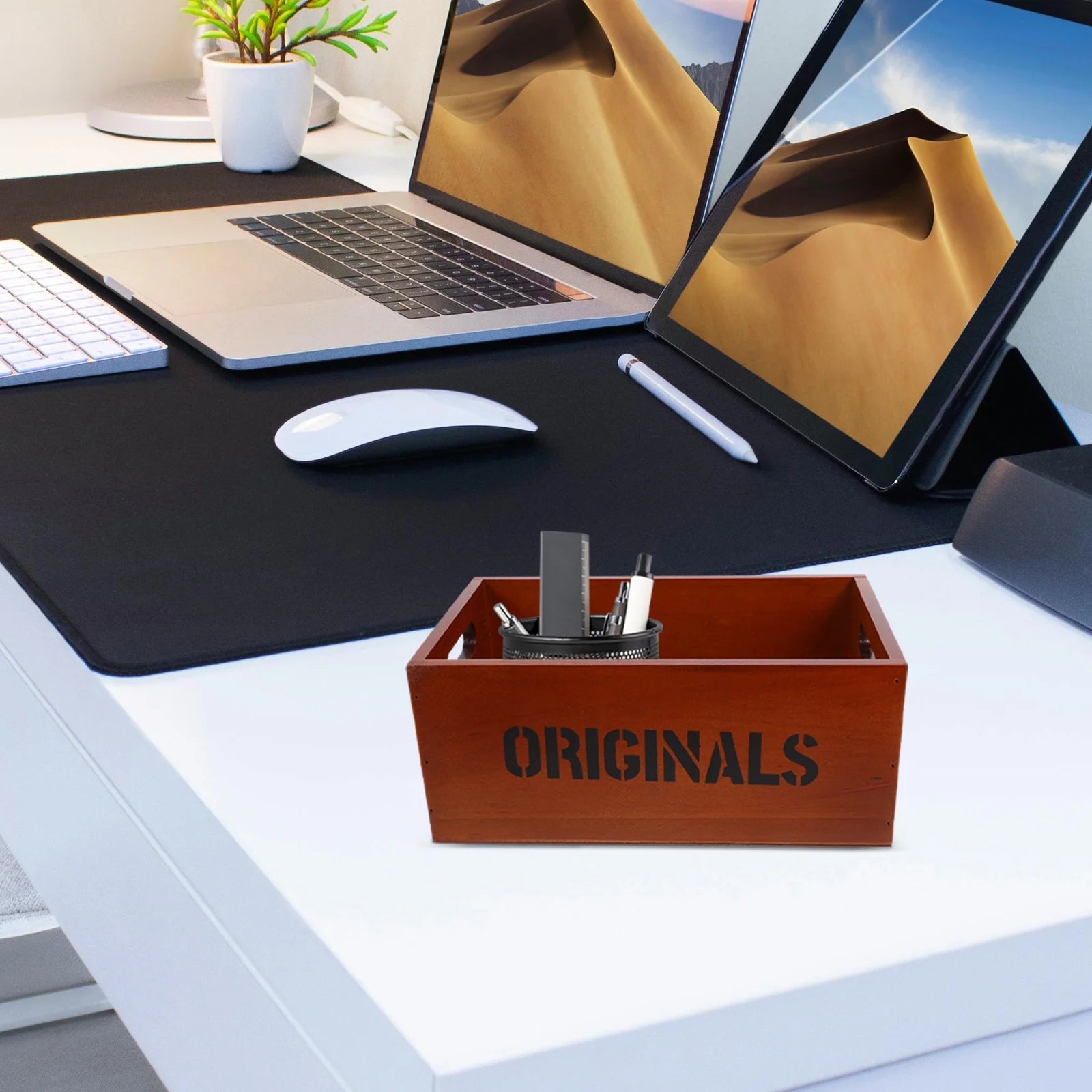 Monitor Stand Cube Storage Wooden Storage Box Office 26.00X16.00X11.00CM Brown – Natural-Look Construction for Flexible Room-to-Room Use
