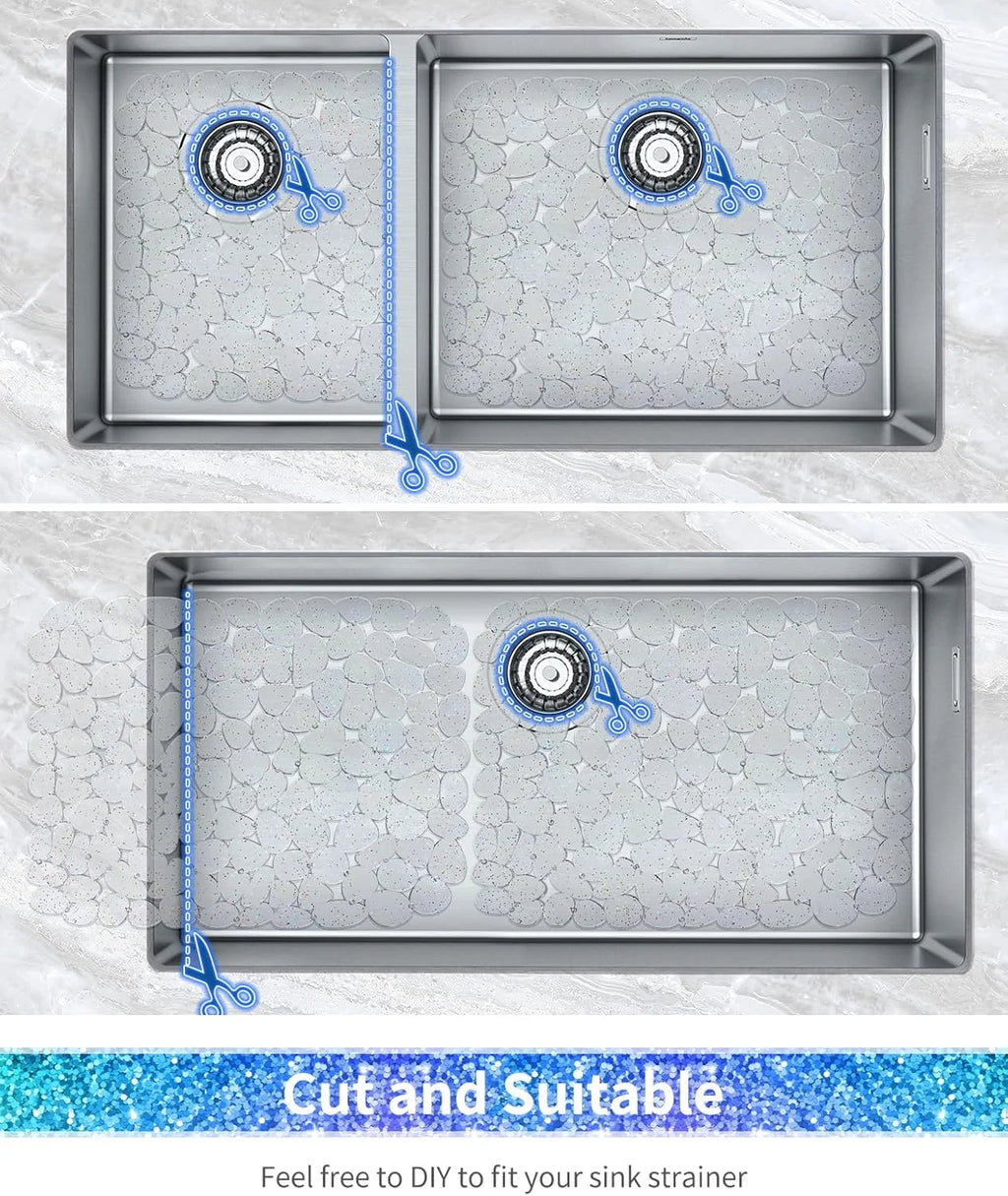 Bligli Pebble Sink Mat 2-Pack - PVC Kitchen Protector for Stainless Steel/Ceramic Dish Drying Mat for Dishes 15.7" x 11.8" Bling Clear – Clear-View Organization for Flexible Room-to-Room Use
