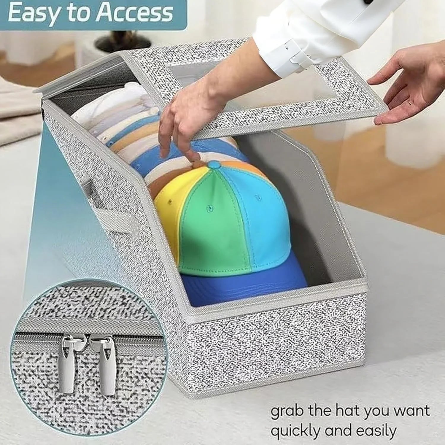 4 PCS Stackable Hat Storage for Baseball Caps Hat Storage Boxes for Closet Holds up to 12 Caps with Cardboard Hat Organizer for Women & Men (Grey) – Stackable Organization for Flexible Room-to-Room Use