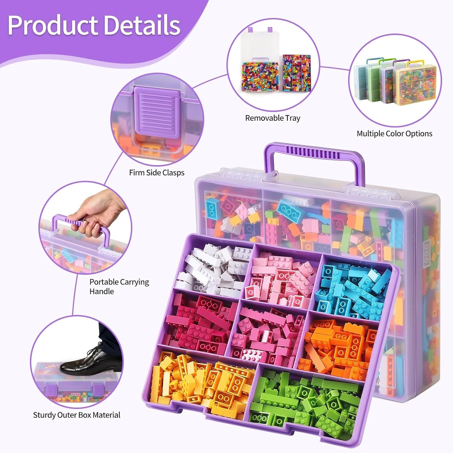 Douorgan Toy Storage Organizer for Lego Stackable Organizer Bins Portable Organizer Containers Storage Box Plastic Case for Bead Bracelet Making DIY Jewelry Nail Charms (Blue) – Stackable Organization for Flexible Room-to-Room Use