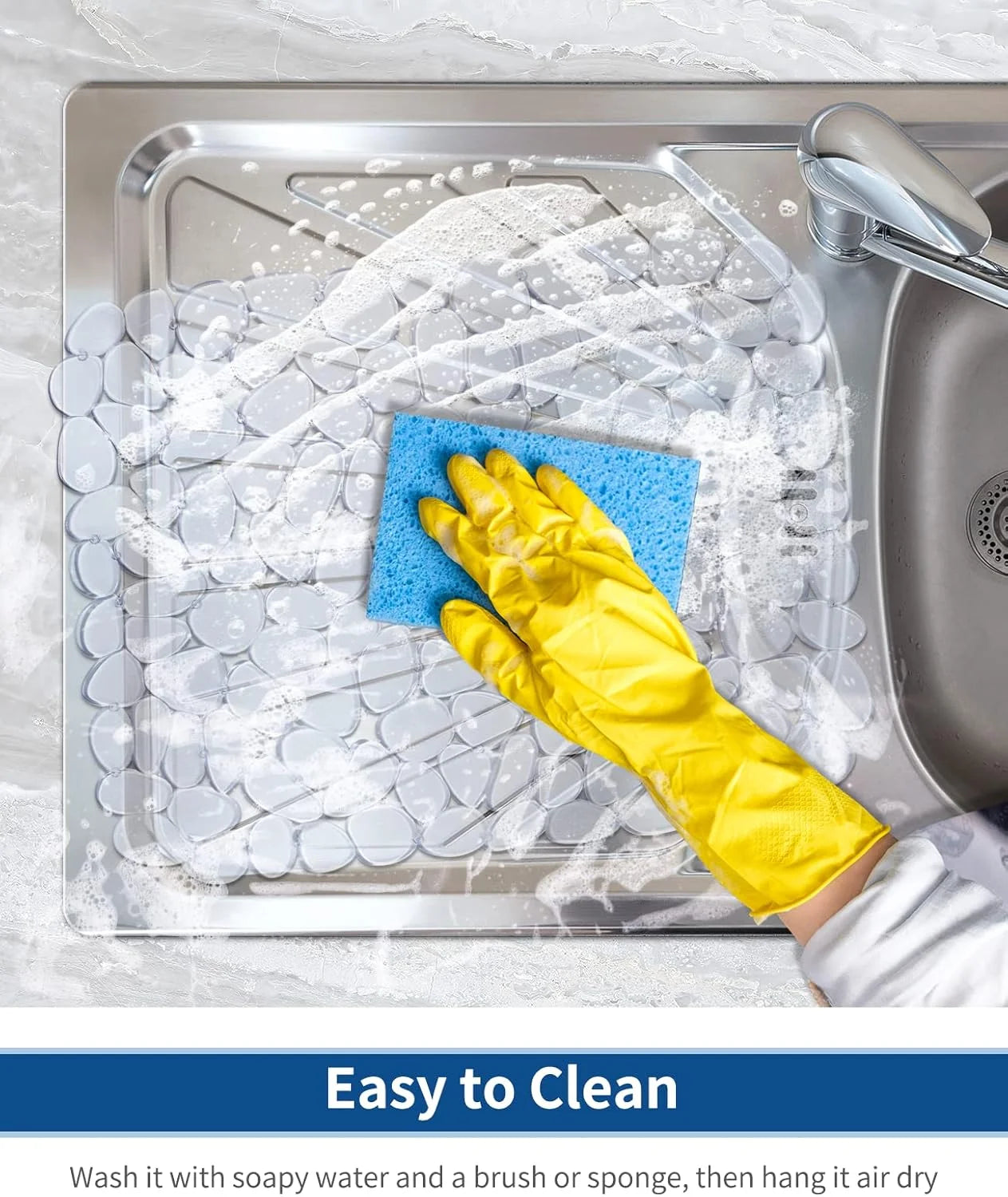 Bligli Pebble Sink Mat 2-Pack - PVC Kitchen Protector for Stainless Steel/Ceramic Dish Drying Mat for Dishes 15.7" x 11.8" Clear – Clear-View Organization for Flexible Room-to-Room Use