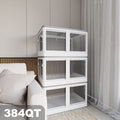 384QT 3-Pack Transparent Stackable Storage Bins with 5 Doors to Open with Wheels Folding Plastic Craft Containers Large Closet Organizers Box for Bedrooms Living Rooms Study Kids' Toys White – Stackable Organization for Flexible Room-to-Room Use