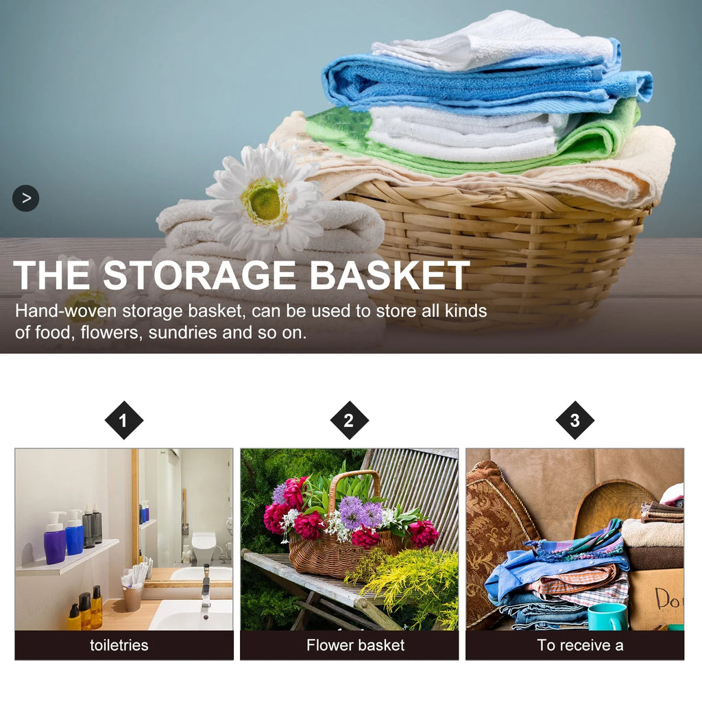 Straw Desktop Storage Box Pantry Basket Bins Hamper for Shelves with Lid Chocolate – Secure Lid Design for Flexible Room-to-Room Use