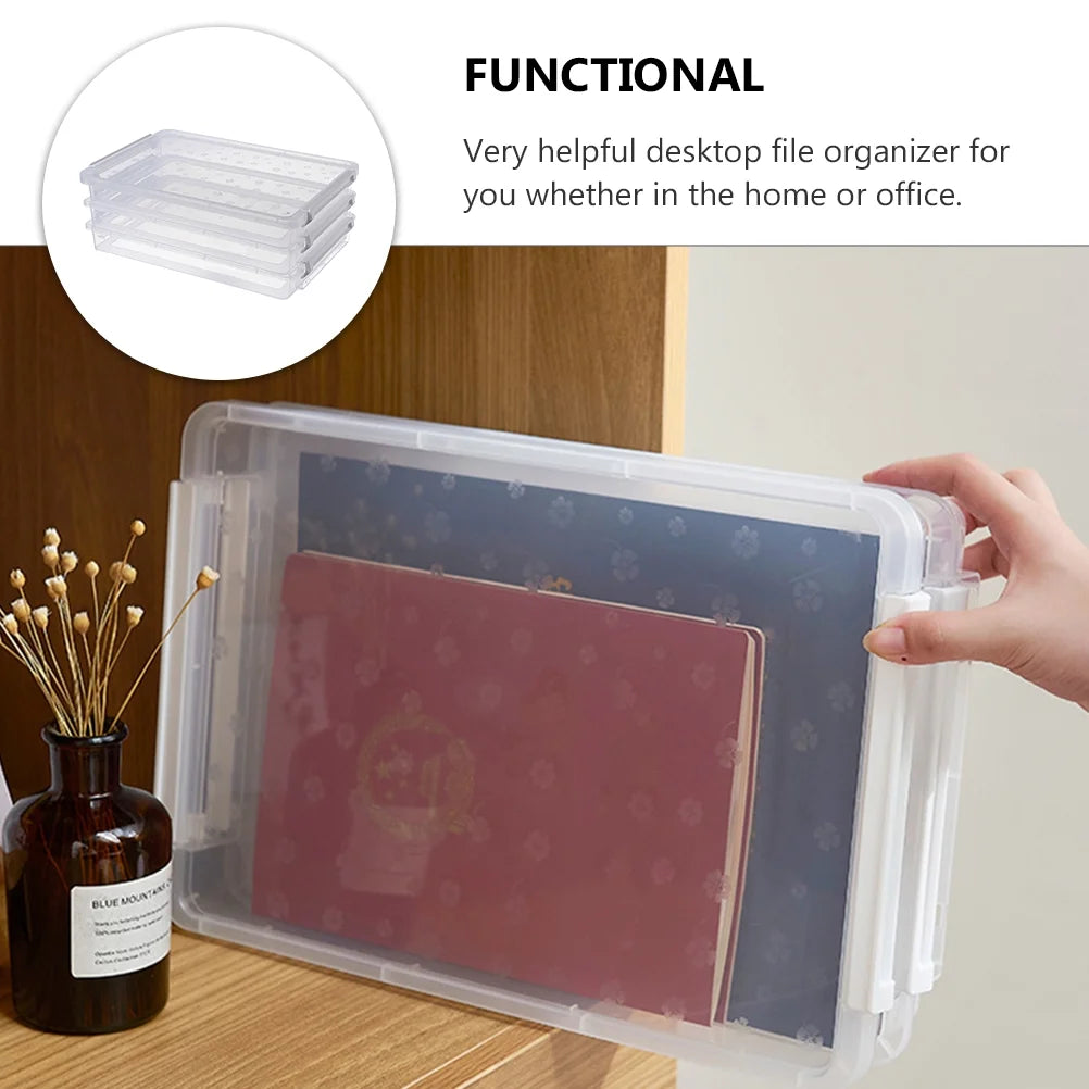 2pcs Multilayers Transparent Storage Box Clear Plastic Document Paper Filling Case – Clear-View Organization for Flexible Room-to-Room Use