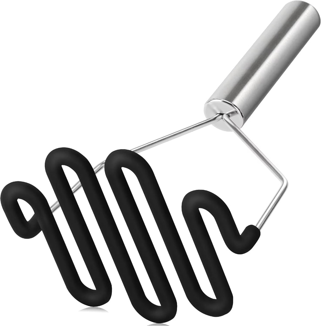 Non-Scratch Silicone Potato Masher Kitchen Tool Potatoes Masher Potato Masher Stainless Steel Wrapped In Well-crafted Silicone Potato Smasher Black – Durable Stainless Steel Construction for Flexible Room-to-Room Use