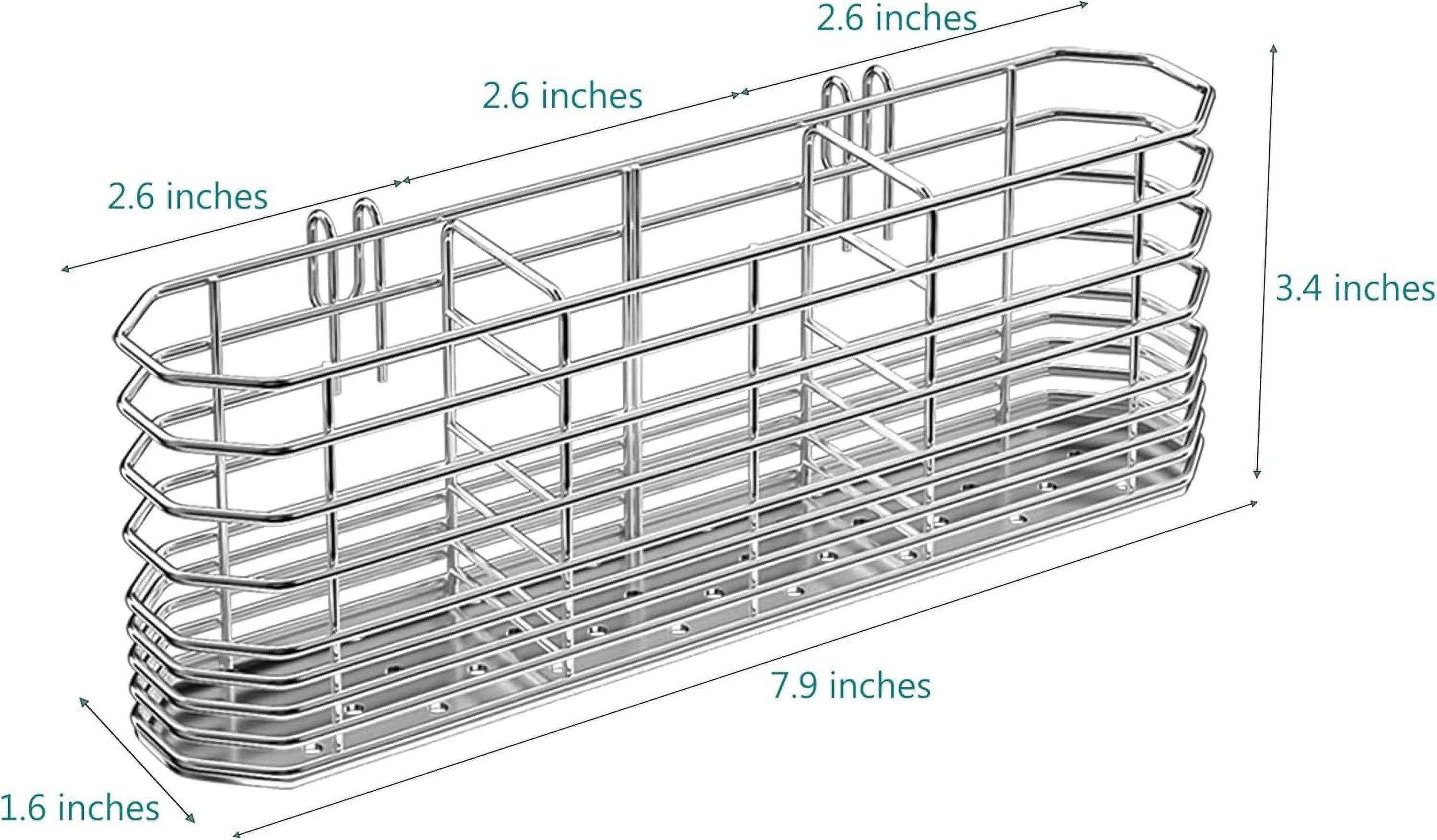 304 Stainless Steel Utensil Holder Dish Drying Rack kitchen Utensil Organizer Knife and Fork Drainage Rack Kitchen Drainage Basket Accessories With Hooks Rust-resistant Color-Silver – Durable Stainless Steel Construction for Flexible Room-to-Room Use